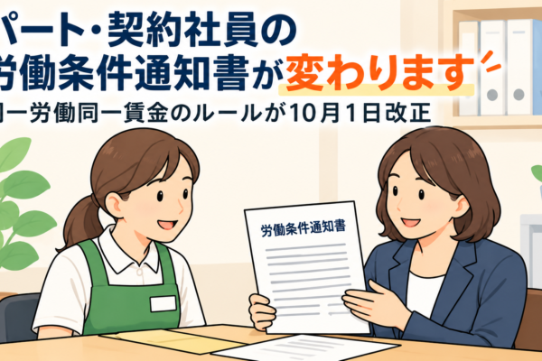パート・契約社員の労働条件通知書が変わります｜同一労働同一賃金のルールが10月1日改正